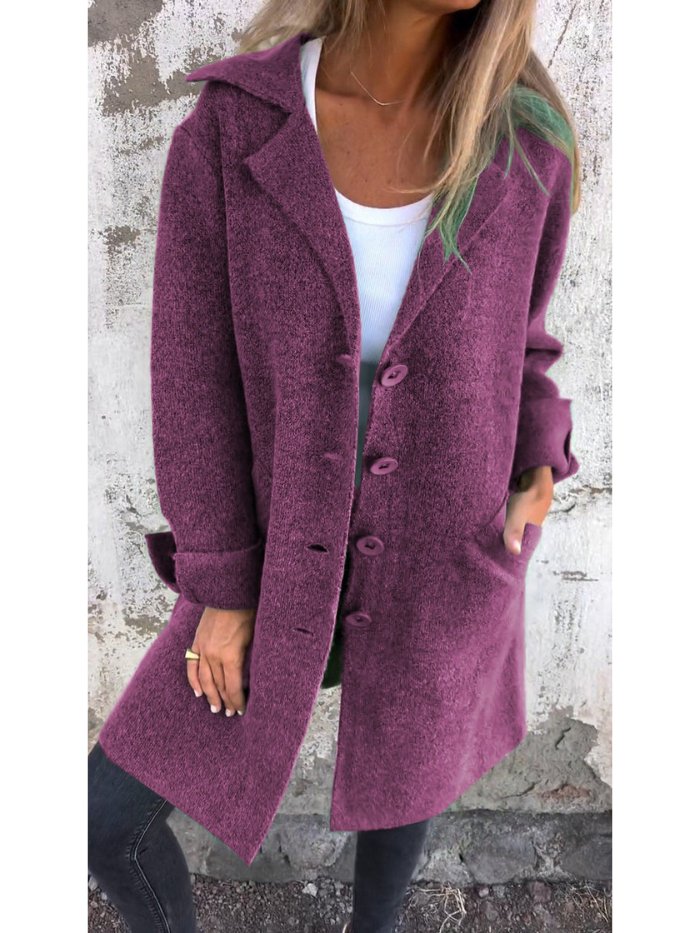 VERONICA | LAPEL COLLAR BUTTON-FRONT COAT