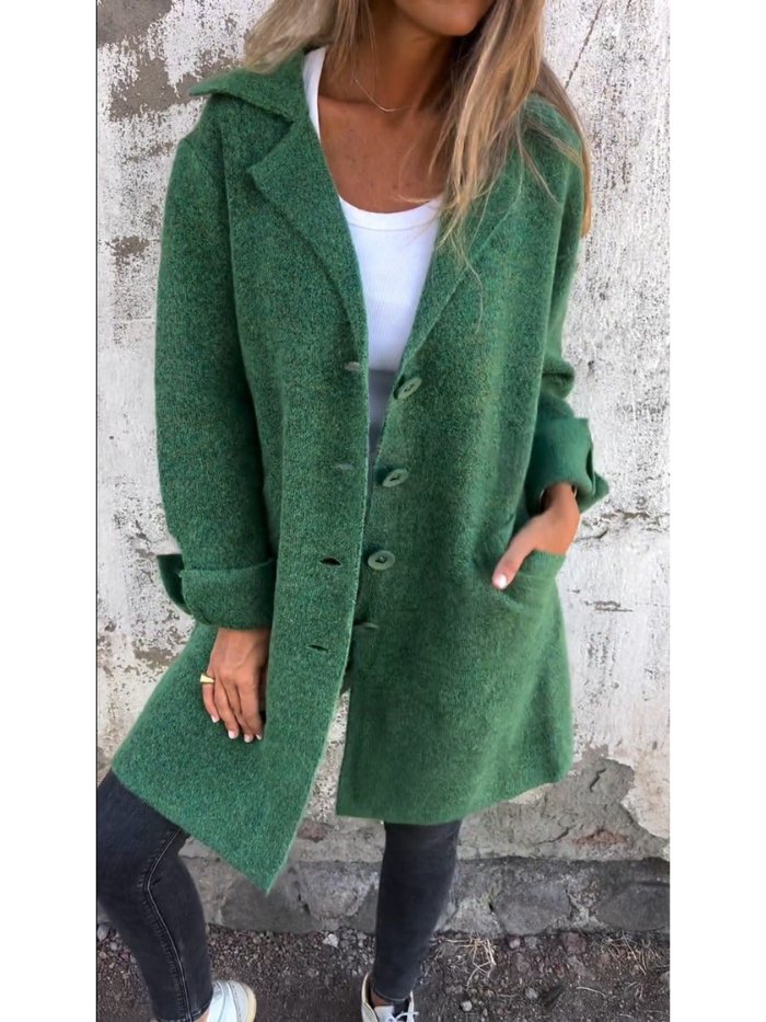 VERONICA | LAPEL COLLAR BUTTON-FRONT COAT