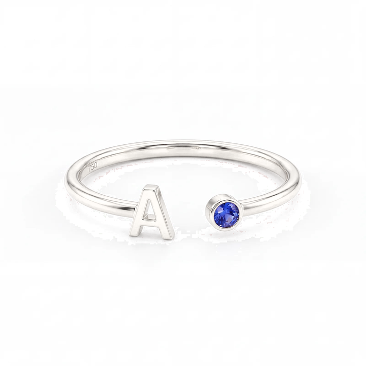 Bond Adjustable Initial and Birthstone Ring