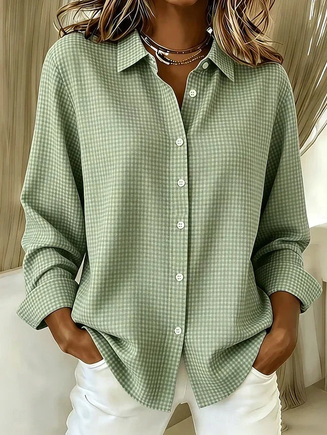 HILLROSE | RELAXED GINGHAM BUTTON-FRONT BLOUSE